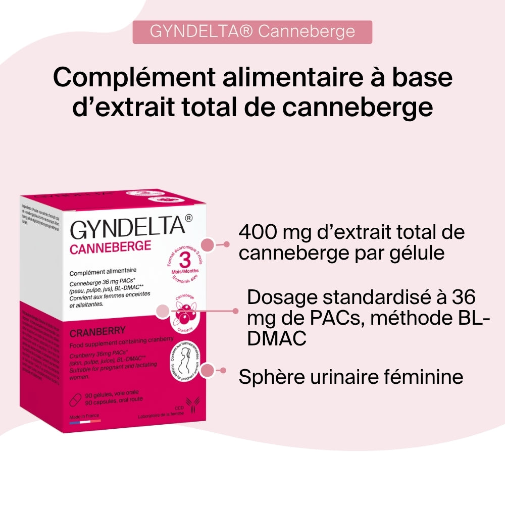 Gyndelta Canneberge - Sphère Urinaire 36 mg PACs - 90 gélules