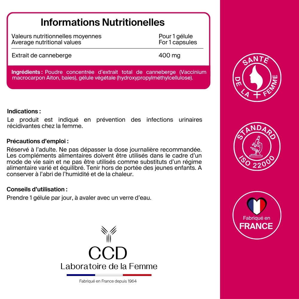 Gyndelta Canneberge - Sphère Urinaire 36 mg PACs - 90 gélules