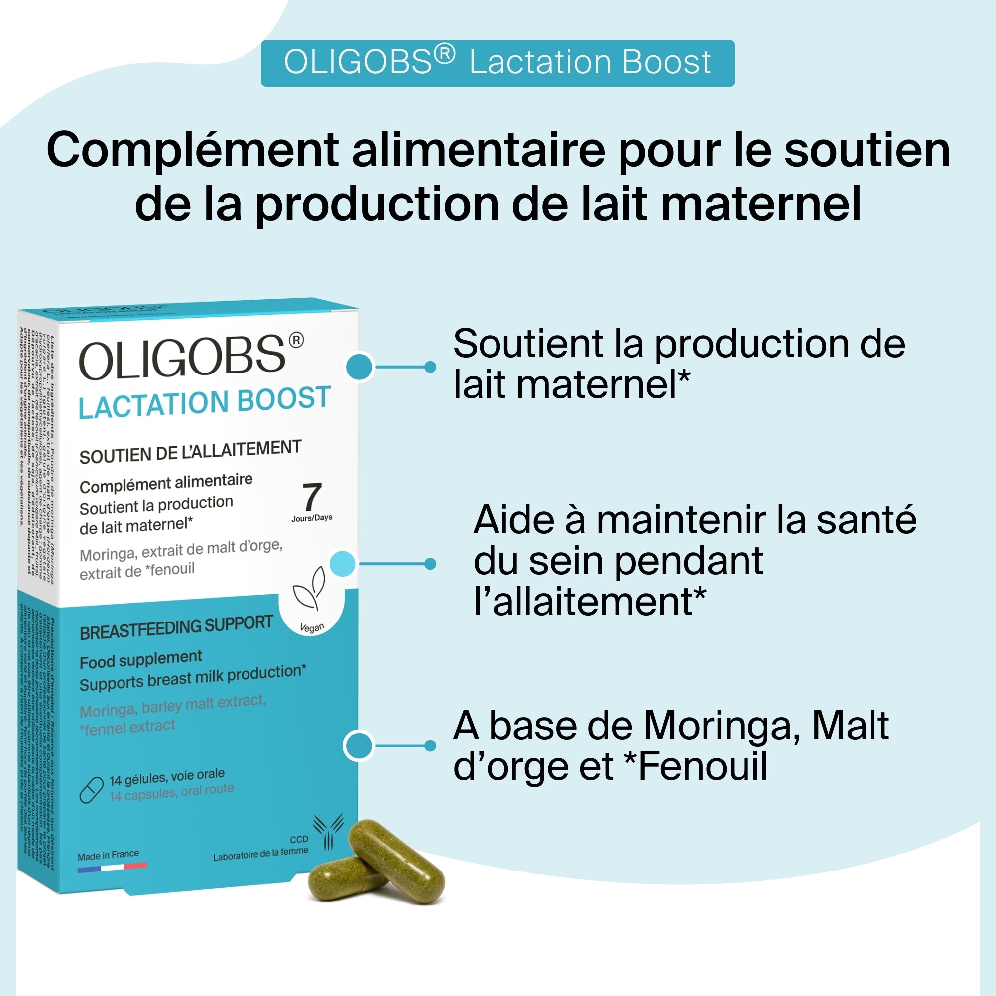 Oligobs Lactation Boost - Production de Lait Maternel - 14 gélules